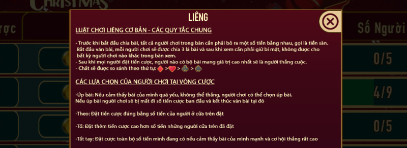 Luật chơi game bài liêng Man Club 