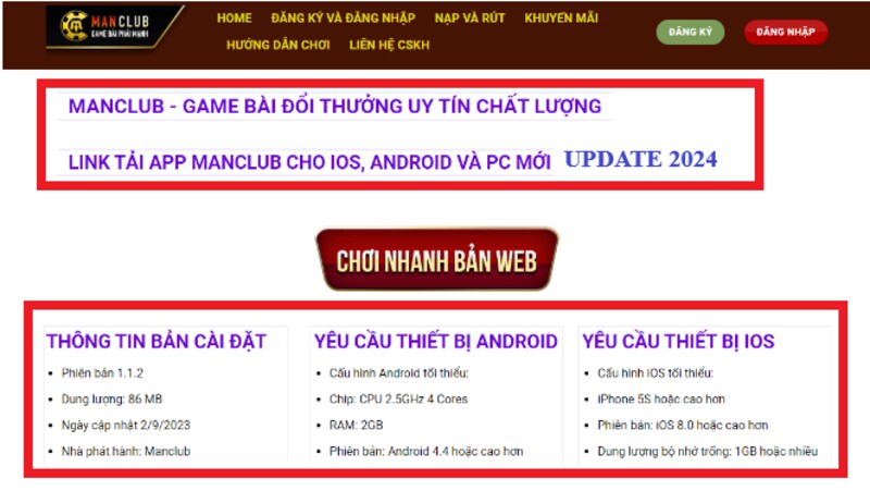 Cập nhật link tải Manclub chính hãng mới nhất 2024